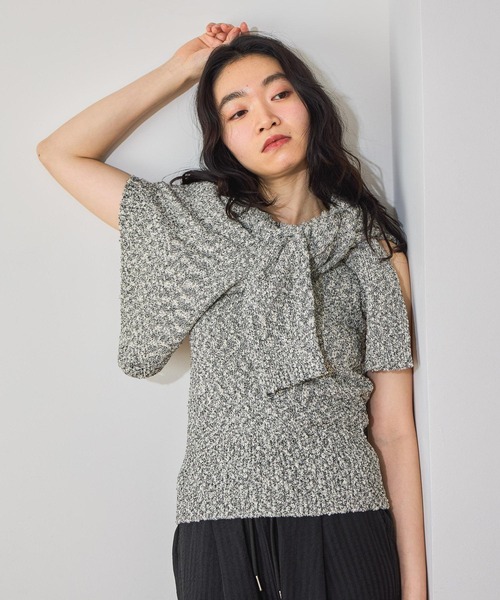 mysty woman（ミスティウーマン）の「襟付きスラブカーデタンクSET　659868（カーディガン/ボレロ・レディース・アイボリー/ブラック/イエロー・FREE）」の8枚目の写真