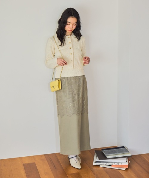 mysty woman（ミスティウーマン）の「襟付きスラブカーデタンクSET　659868（カーディガン/ボレロ・レディース・アイボリー/ブラック/イエロー・FREE）」の15枚目の写真