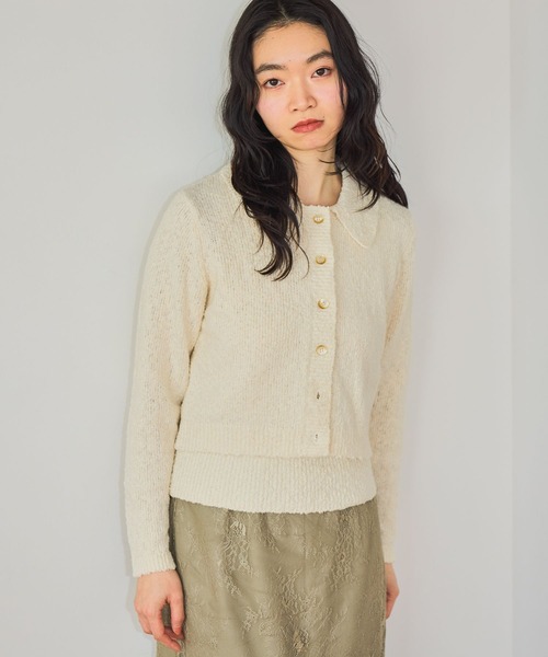 mysty woman（ミスティウーマン）の「襟付きスラブカーデタンクSET　659868（カーディガン/ボレロ・レディース・アイボリー/ブラック/イエロー・FREE）」の17枚目の写真