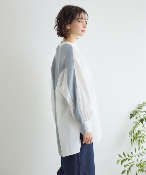 KATHARINE ROSS(キャサリンロス)の「【KATHARINE ROSS】ドッキングノーカラーシャツ(シャツ/ブラウス・レディース・グレー/オフホワイト・FREE)」の13枚目の写真