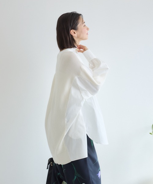 KATHARINE ROSS(キャサリンロス)の「【KATHARINE ROSS】ドッキングノーカラーシャツ(シャツ/ブラウス・レディース・グレー/オフホワイト・FREE)」の6枚目の写真