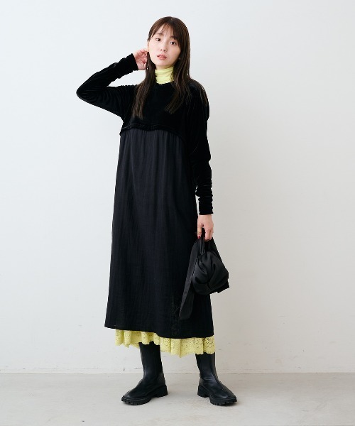 mensha!(メンシャ)の「mensha! ベロアとガーゼのドレスアップワンピース(ワンピース・レディース・ボルドー/ブラック・3L/MP/L/M/LL)」の20枚目の写真