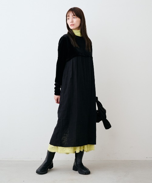 mensha!(メンシャ)の「mensha! ベロアとガーゼのドレスアップワンピース(ワンピース・レディース・ボルドー/ブラック・3L/MP/L/M/LL)」の7枚目の写真