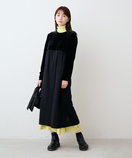 mensha!(メンシャ)の「mensha! ベロアとガーゼのドレスアップワンピース(ワンピース・レディース・ボルドー/ブラック・3L/MP/L/M/LL)」の8枚目の写真