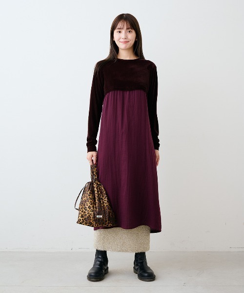 mensha!(メンシャ)の「mensha! ベロアとガーゼのドレスアップワンピース(ワンピース・レディース・ボルドー/ブラック・3L/MP/L/M/LL)」の3枚目の写真