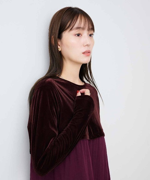mensha!(メンシャ)の「mensha! ベロアとガーゼのドレスアップワンピース(ワンピース・レディース・ボルドー/ブラック・3L/MP/L/M/LL)」の12枚目の写真