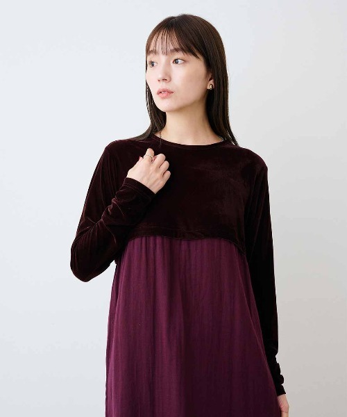 mensha!(メンシャ)の「mensha! ベロアとガーゼのドレスアップワンピース(ワンピース・レディース・ボルドー/ブラック・3L/MP/L/M/LL)」の13枚目の写真