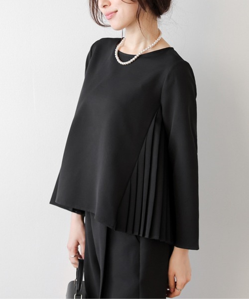 AMELY（エミリー）の「ペプラムジャケット&テーパードパンツ セットアップ（セットアップ・レディース・ブラック/ネイビー/ベージュ・L/M）」の5枚目の写真