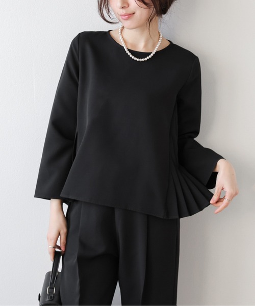 AMELY（エミリー）の「ペプラムジャケット&テーパードパンツ セットアップ（セットアップ・レディース・ブラック/ネイビー/ベージュ・L/M）」の7枚目の写真