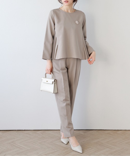 AMELY（エミリー）の「ペプラムジャケット&テーパードパンツ セットアップ（セットアップ・レディース・ブラック/ネイビー/ベージュ・L/M）」の8枚目の写真