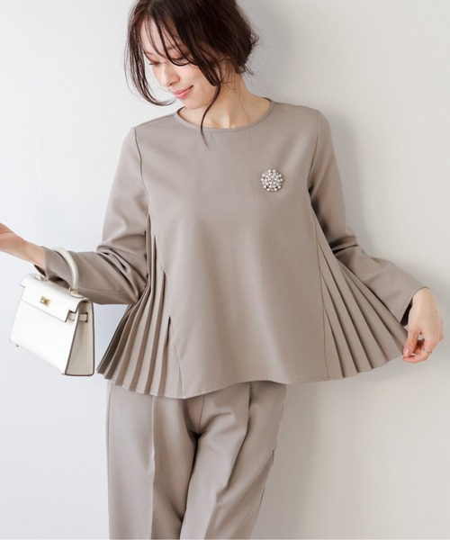 AMELY（エミリー）の「ペプラムジャケット&テーパードパンツ セットアップ（セットアップ・レディース・ブラック/ネイビー/ベージュ・L/M）」の11枚目の写真