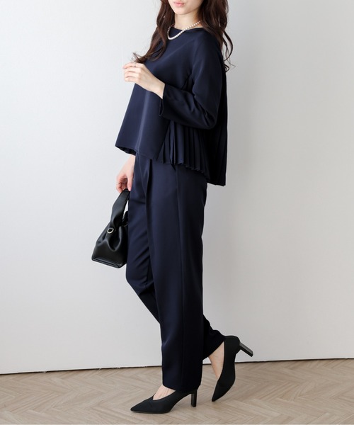 AMELY（エミリー）の「ペプラムジャケット&テーパードパンツ セットアップ（セットアップ・レディース・ブラック/ネイビー/ベージュ・L/M）」の13枚目の写真