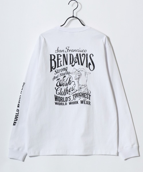 BEN DAVIS（ベンデイビス）の「BEN DAVIS/ベンデイビス PAINTER'S SIGN LS TEE/ストリート バックプリント ロゴ ワンポイント ロングスリーブTシャツ/ロンT/レディース メンズ（Tシャツ/カットソー・メンズ・ブラック/ホワイト・M/L/XL）」の8枚目の写真