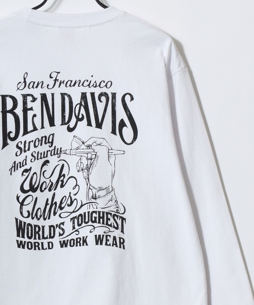 BEN DAVIS（ベンデイビス）の「BEN DAVIS/ベンデイビス PAINTER'S SIGN LS TEE/ストリート バックプリント ロゴ ワンポイント ロングスリーブTシャツ/ロンT/レディース メンズ（Tシャツ/カットソー・メンズ・ブラック/ホワイト・M/L/XL）」の4枚目の写真