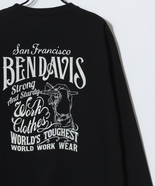 BEN DAVIS（ベンデイビス）の「BEN DAVIS/ベンデイビス PAINTER'S SIGN LS TEE/ストリート バックプリント ロゴ ワンポイント ロングスリーブTシャツ/ロンT/レディース メンズ（Tシャツ/カットソー・メンズ・ブラック/ホワイト・M/L/XL）」の6枚目の写真