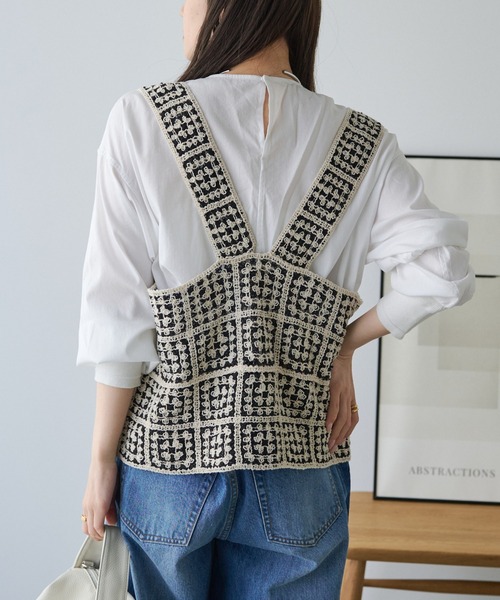 PUAL CE CIN(ピュアルセシン)の「クロシェ編み風ビスチェ(ベスト・レディース・その他1・FREE)」の6枚目の写真