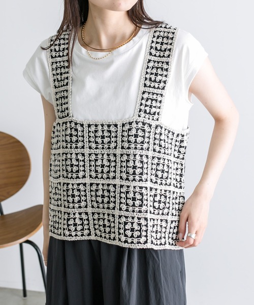 PUAL CE CIN(ピュアルセシン)の「クロシェ編み風ビスチェ(ベスト・レディース・その他1・FREE)」の2枚目の写真