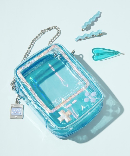 Hamee（ハミィ）の「Osel 携帯ゲーム型 ぬいぐるみ ポーチ（ポーチ・レディース・ブラック/クリアブルー/パープル・FREE）」の11枚目の写真