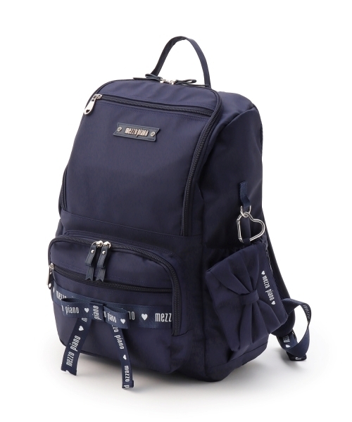 mezzo piano（メゾピアノ）の「ポーチ付ロゴリボンリュック容量約24L（バックパック/リュック・キッズ・ネイビー/ラベンダー・F）」の2枚目の写真