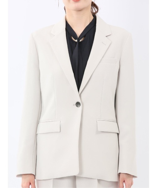 m.f.editorial（エムエフエディトリアル）の「【ストレッチ UV ウォッシャブル】m.f.エディトリアル レディース トリアセライク リラクシング 1ボタンジャケット ライトグレー(セットアップ可能)（スーツジャケット・レディース・ライトグレー・X-LARGE/LARGE/MEDIUM/S）」の8枚目の写真