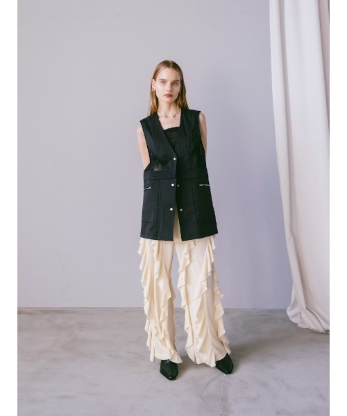 sahara(サハラ)の「Mesh Panel Nylon Vest|メッシュ切り替えナイロンベスト(ベスト・レディース・ブラック/アイボリー/カーキ・FREE)」の12枚目の写真