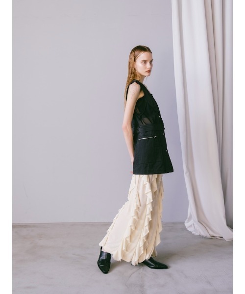 sahara(サハラ)の「Mesh Panel Nylon Vest|メッシュ切り替えナイロンベスト(ベスト・レディース・ブラック/アイボリー/カーキ・FREE)」の13枚目の写真