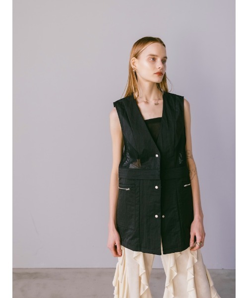 sahara(サハラ)の「Mesh Panel Nylon Vest|メッシュ切り替えナイロンベスト(ベスト・レディース・ブラック/アイボリー/カーキ・FREE)」の11枚目の写真