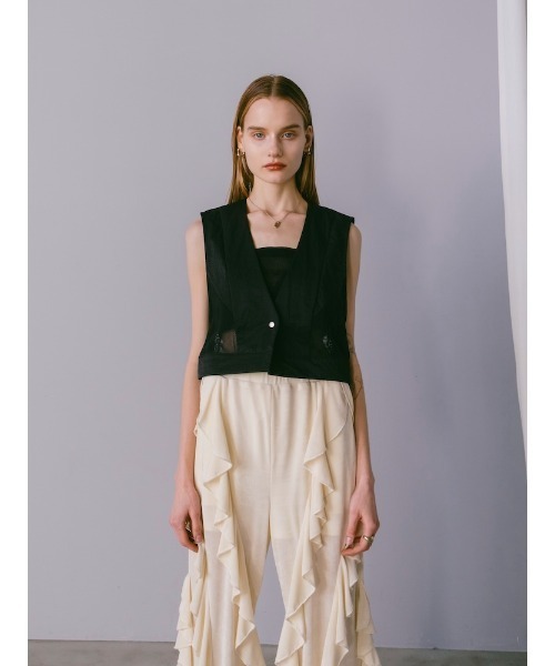 sahara(サハラ)の「Mesh Panel Nylon Vest|メッシュ切り替えナイロンベスト(ベスト・レディース・ブラック/アイボリー/カーキ・FREE)」の16枚目の写真