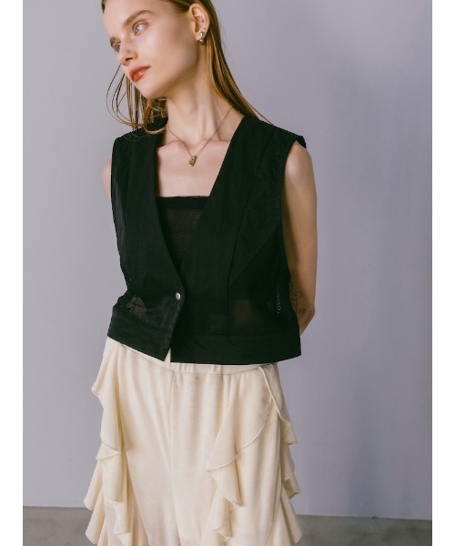 sahara(サハラ)の「Mesh Panel Nylon Vest|メッシュ切り替えナイロンベスト(ベスト・レディース・ブラック/アイボリー/カーキ・FREE)」の17枚目の写真