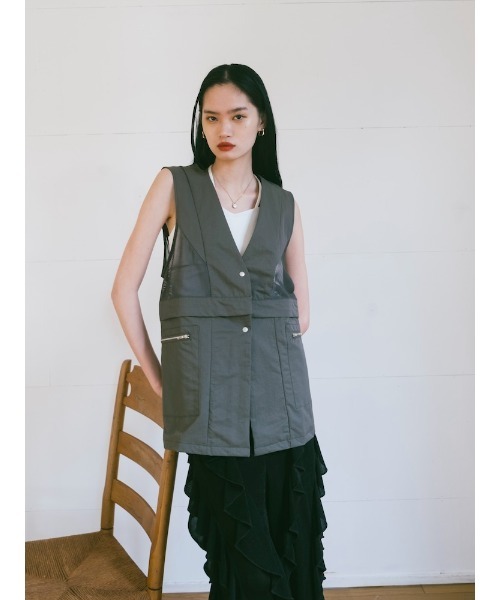 sahara(サハラ)の「Mesh Panel Nylon Vest|メッシュ切り替えナイロンベスト(ベスト・レディース・ブラック/アイボリー/カーキ・FREE)」の22枚目の写真