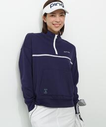 【PING APPAREL】全方向ストレッチダブルフェイスドライミックスアイストーンハーフジップカットソー<NATIVE> (LADIES)