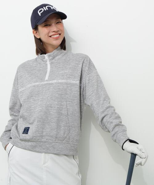 PING(ピン)の「【PING APPAREL】全方向ストレッチダブルフェイスドライミックスアイストーンハーフジップカットソー<NATIVE> (LADIES)(スウェット・レディース・ホワイト/ネイビー/グレー/ブルー・LL/M/S/L)」の1枚目の写真