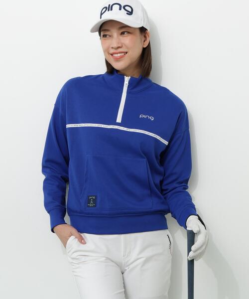 PING(ピン)の「【PING APPAREL】全方向ストレッチダブルフェイスドライミックスアイストーンハーフジップカットソー<NATIVE> (LADIES)(スウェット・レディース・ホワイト/ネイビー/グレー/ブルー・LL/M/S/L)」の4枚目の写真