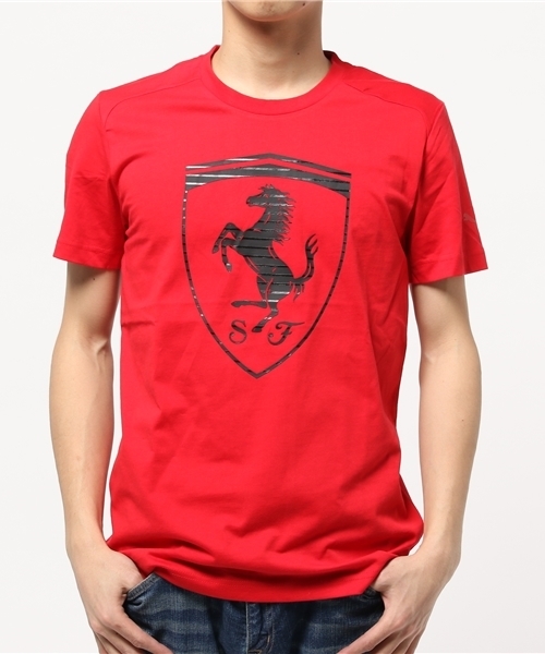 PUMA（プーマ）の「FERRARI LS ビッグシールドTシャツ（Tシャツ/カットソー・メンズ・グレー/ホワイト/レッド/ブラック・LARGE/SMALL/MEDIUM）」の4枚目の写真