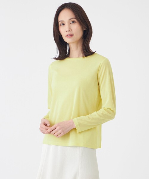 TRANS WORK(トランスワーク)の「【接触冷感・ウォッシャブル】コットンフライスカットソー(Tシャツ/カットソー・レディース・ブルー系その他4/イエロー・40/38)」の2枚目の写真
