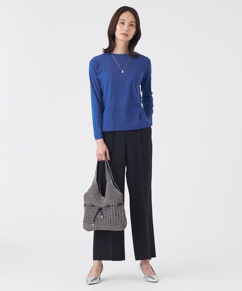 TRANS WORK(トランスワーク)の「【接触冷感・ウォッシャブル】コットンフライスカットソー(Tシャツ/カットソー・レディース・ブルー系その他4/イエロー・40/38)」の4枚目の写真
