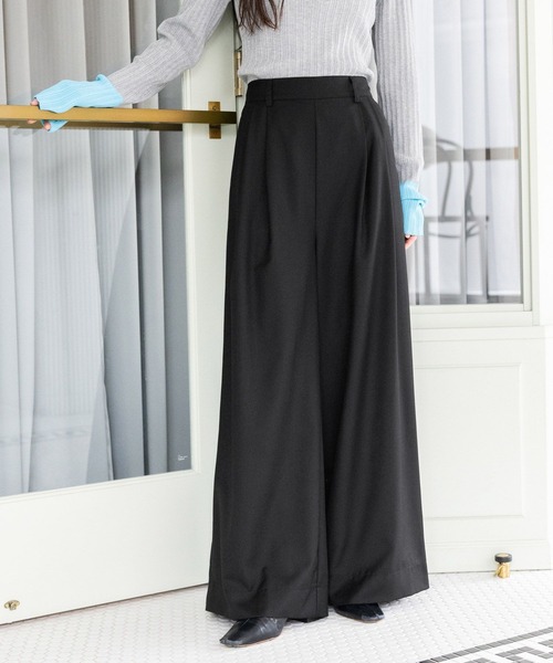 RAGEBLUE(レイジブルー)の「タックワイドイージースラックス(スラックス・レディース・グレー/ブラック・FREE)」の2枚目の写真