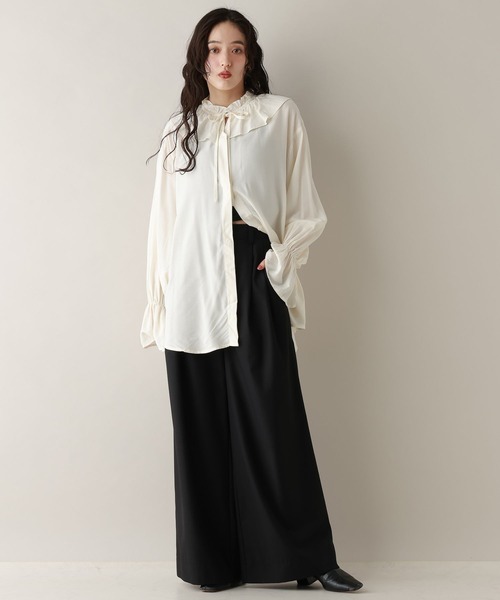 RAGEBLUE(レイジブルー)の「タックワイドイージースラックス(スラックス・レディース・グレー/ブラック・FREE)」の3枚目の写真