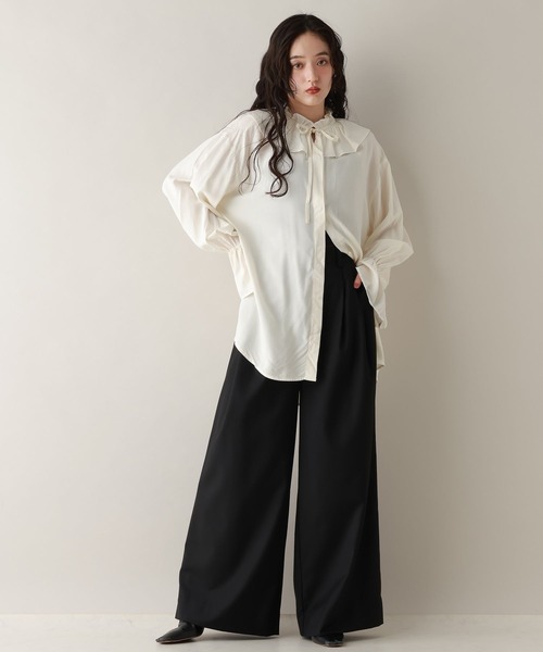 RAGEBLUE(レイジブルー)の「タックワイドイージースラックス(スラックス・レディース・グレー/ブラック・FREE)」の4枚目の写真