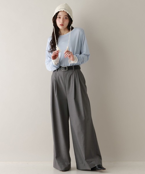 RAGEBLUE(レイジブルー)の「タックワイドイージースラックス(スラックス・レディース・グレー/ブラック・FREE)」の8枚目の写真