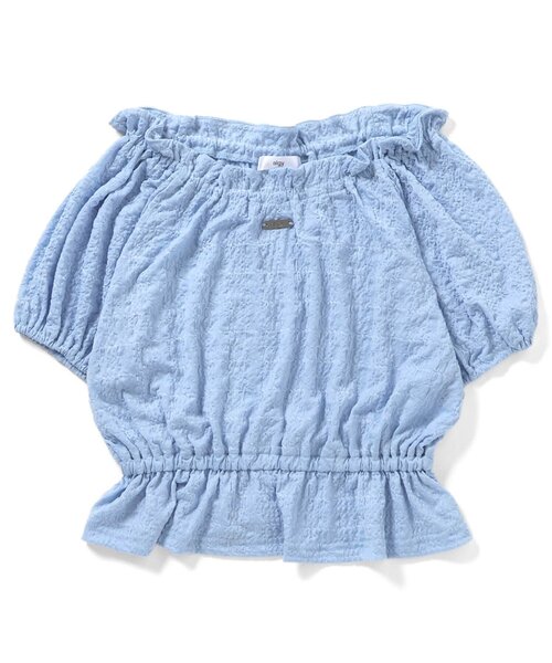 algy(アルジー)の「シャーリングブラウス(シャツ/ブラウス・キッズ・サックスブルー/オフホワイト/ミント・160/150/140/130)」の3枚目の写真