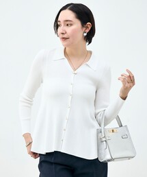 NOLLEY’S Sophi | 《手洗い可能》リブフレアスキッパーポロ襟カーディガン(カーディガン/ボレロ)