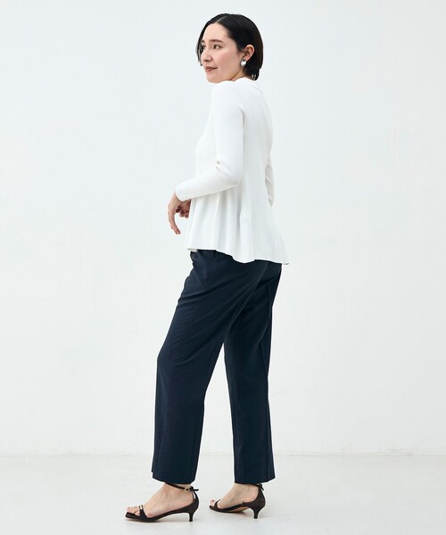 NOLLEY’S Sophi（ノーリーズソフィ）の「《手洗い可能》リブフレアスキッパーポロ襟カーディガン（カーディガン/ボレロ・レディース・サックスブルー/ホワイト/ダークネイビー・38）」の14枚目の写真