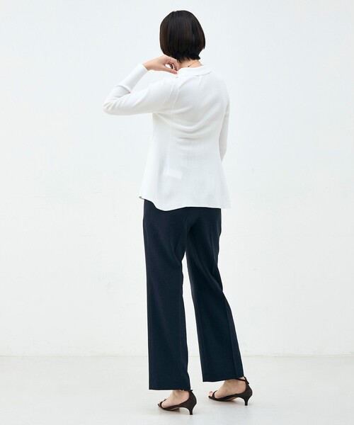 NOLLEY’S Sophi（ノーリーズソフィ）の「《手洗い可能》リブフレアスキッパーポロ襟カーディガン（カーディガン/ボレロ・レディース・サックスブルー/ホワイト/ダークネイビー・38）」の15枚目の写真