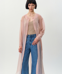 MAYVERU（メイバーユー）の「Piaa See-through  long jacket _ Pink（その他アウター）」