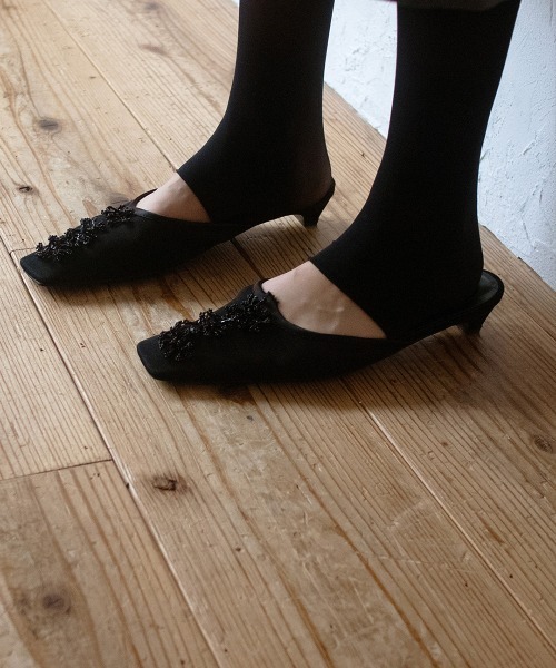 leinwande（ラインヴァンド）の「Botanical Mesh Mules / ボタニカルメッシュミュール（パンプス・レディース・ベージュ系/ブラック・36/37/38）」の6枚目の写真
