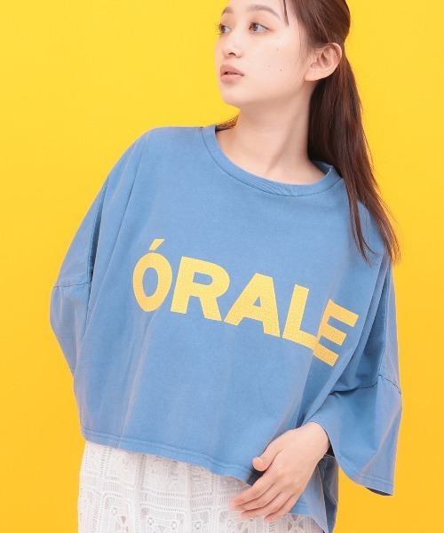 チチカカ（チチカカ）の「Orale! クラックプリントボリュームショートTシャツ（Tシャツ/カットソー・レディース・ブルー/チャコールグレー/オレンジ・FREE）」の3枚目の写真