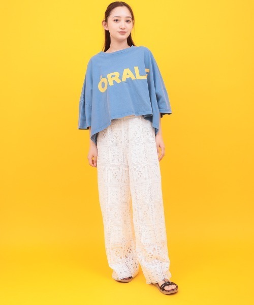 チチカカ（チチカカ）の「Orale! クラックプリントボリュームショートTシャツ（Tシャツ/カットソー・レディース・ブルー/チャコールグレー/オレンジ・FREE）」の5枚目の写真