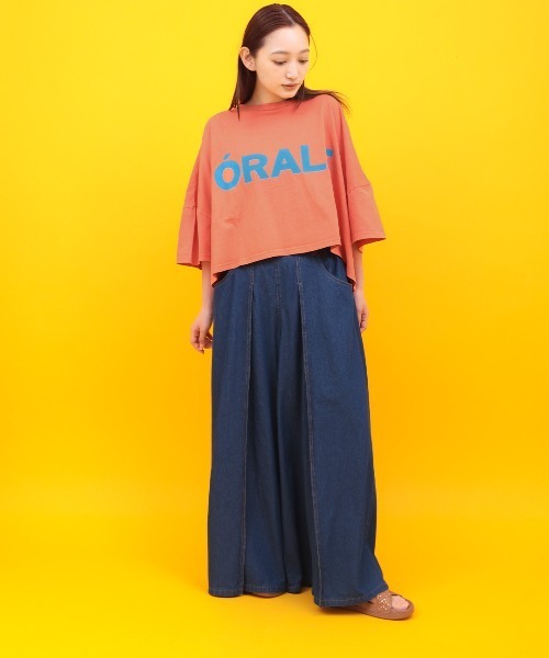 チチカカ（チチカカ）の「Orale! クラックプリントボリュームショートTシャツ（Tシャツ/カットソー・レディース・ブルー/チャコールグレー/オレンジ・FREE）」の6枚目の写真