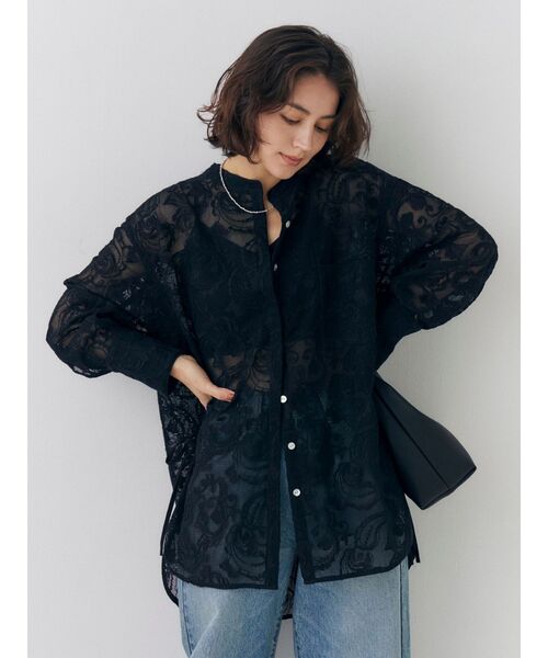 Ungrid（アングリッド）の「レース刺繍ルーズシャツ（シャツ/ブラウス・レディース・アイボリー/ブラック・FREE）」の9枚目の写真